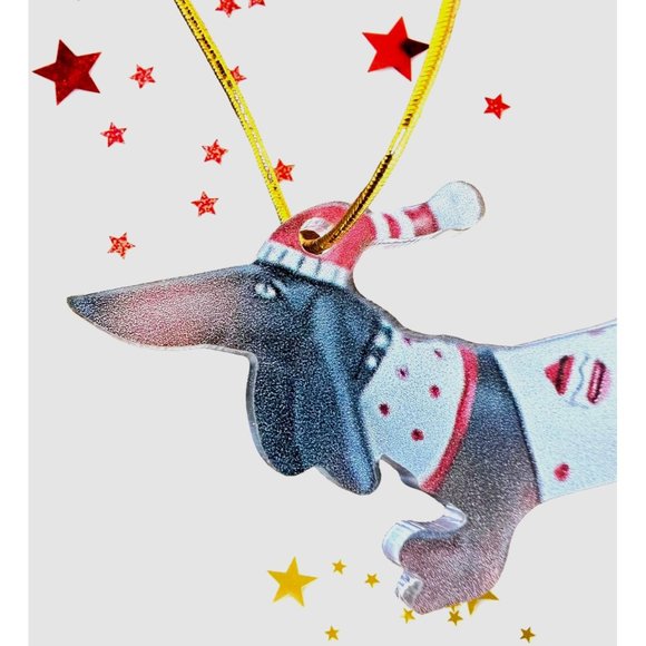 Dachshund Ornament New Gift tag hanger Doxie Weenie Dog Weiner German Pup - Picture 5 of 12